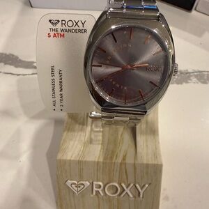 Roxy Silver Watch with Pink Detail